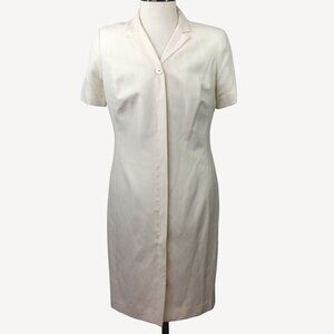 Jones New York Womens Cream Silk Linen Blend Dress Formal Size 16